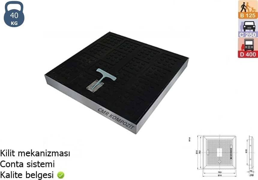 Kompozit Rogar Kapağı Siyah Kare I CMR-0006