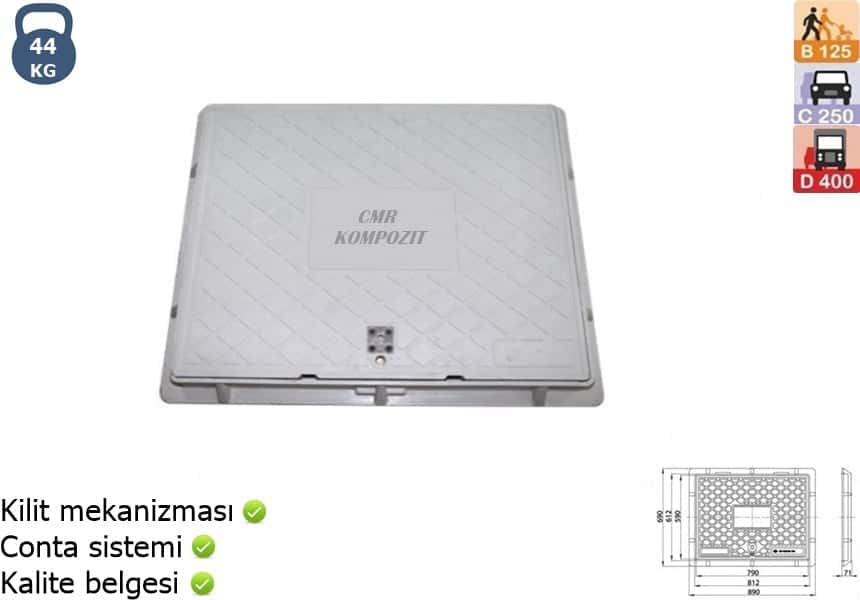 Kompozit Rogar Kapağı Beyaz Kare I CMR-0007
