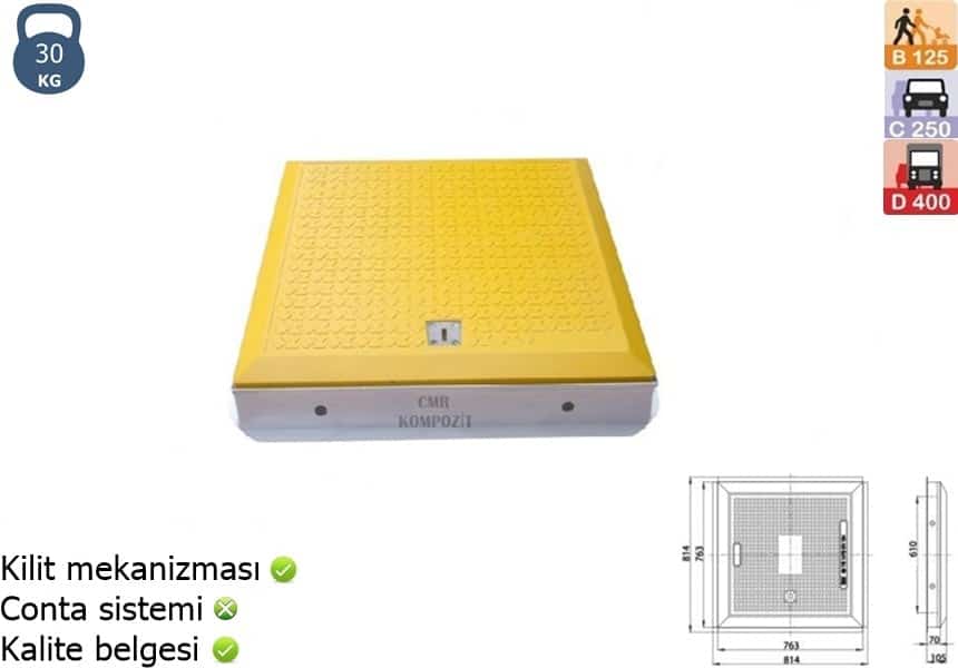 Kompozit Rogar Kapağı Kare Sarı CMR-0010